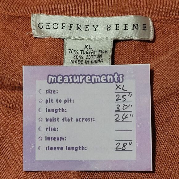 Vintage GEOFFREY BEENE Orange Silk Blend Sweater Size XL Crew Neck Preppy - Picture 2 of 9